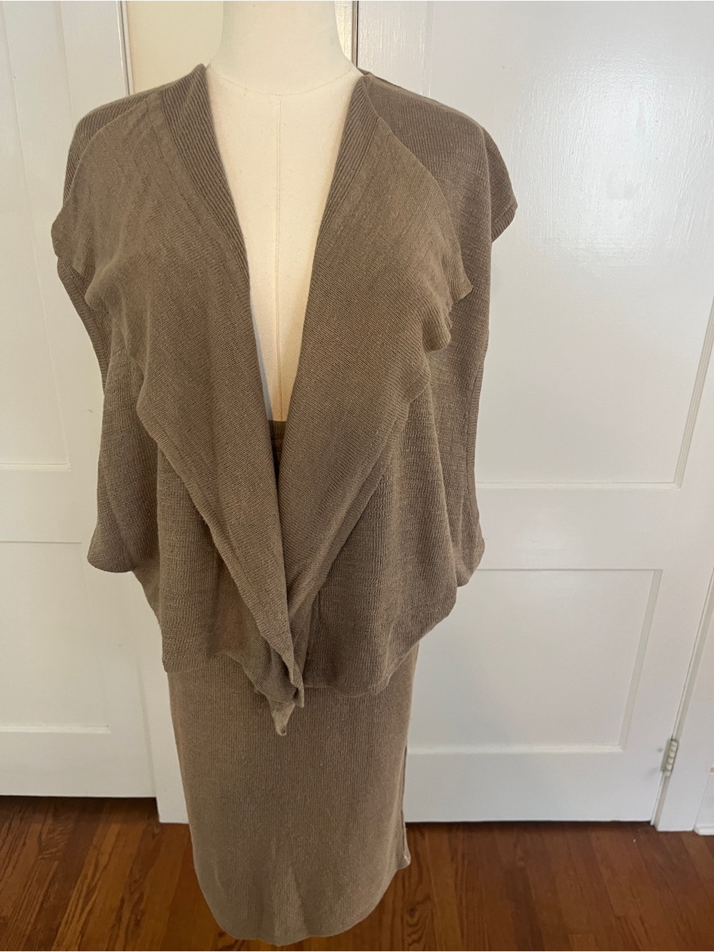 Vintage Azzedine Alaïa Paris Taupe Knit Cardigan Vest Archival 1980s